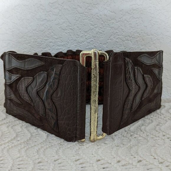 Vintage Tequila Leather Cinch Belt - Brown - Corset/Stretch Type - Small main image 10